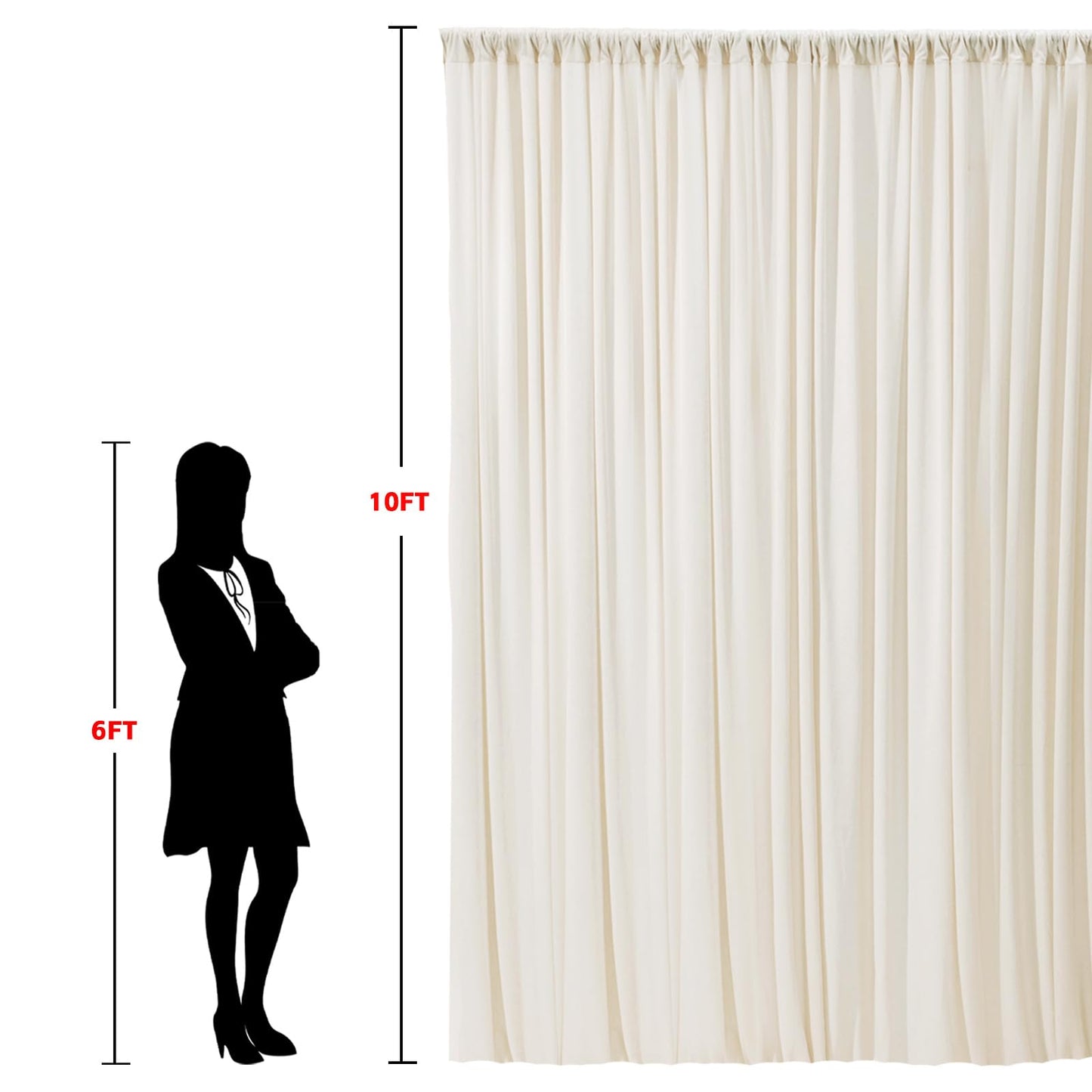 10x10ft Wrinkle Free Ivory Backdrop Curtain for Parties Soft Fabric Drapes Wedding Ivory Curtain