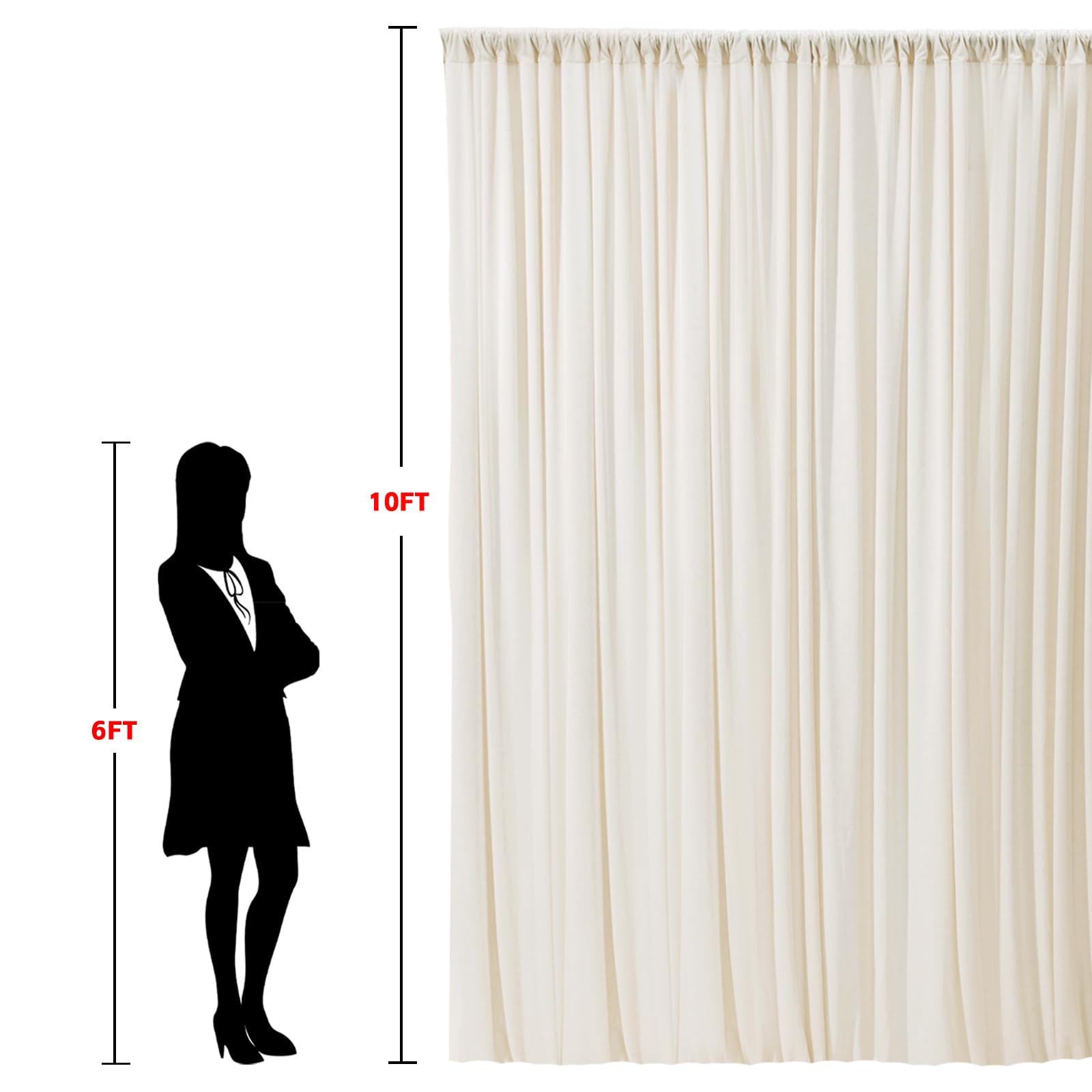 10x10ft Wrinkle Free Ivory Backdrop Curtain for Parties Soft Fabric Drapes Wedding Ivory Curtain