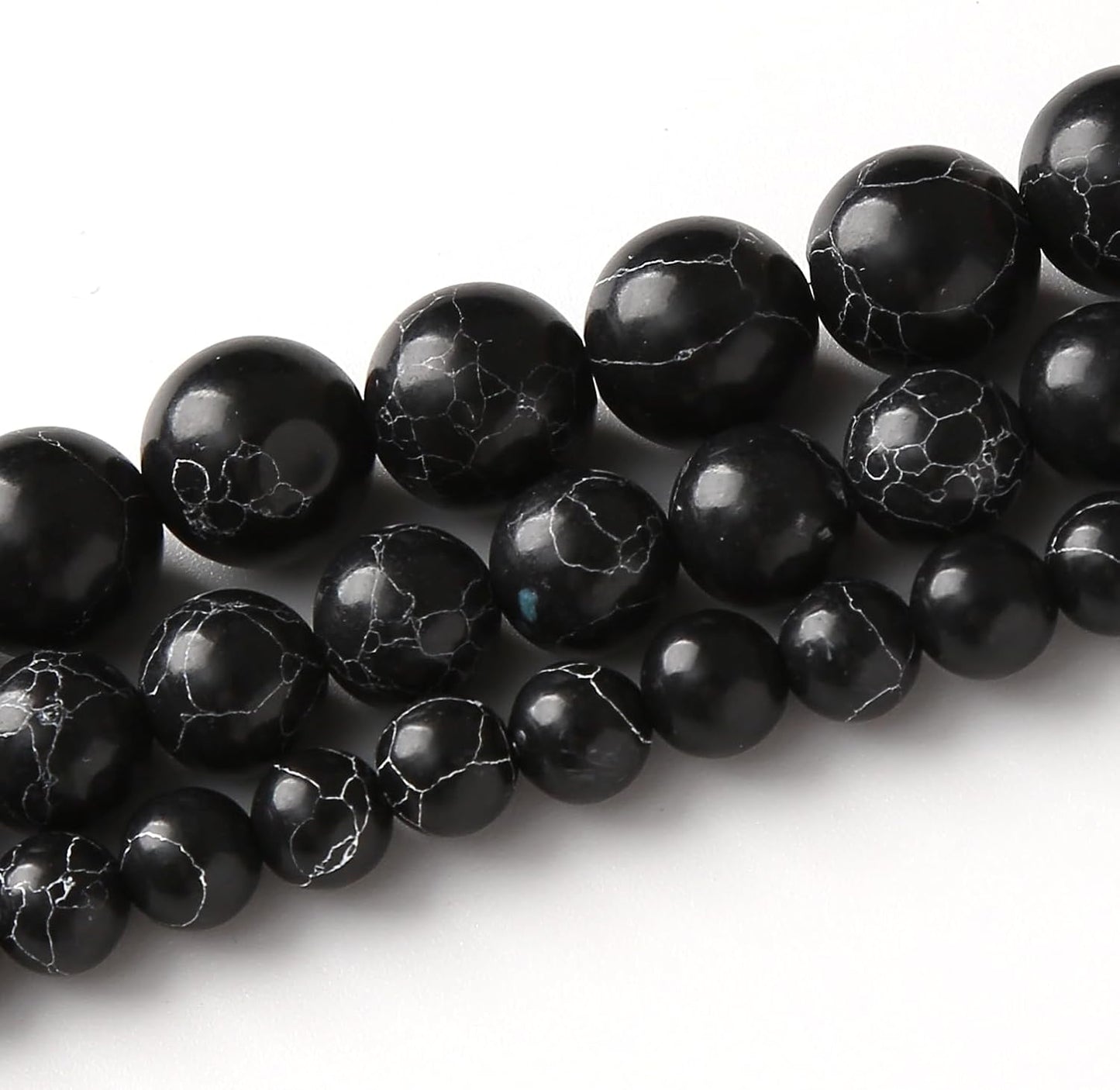 Black Turquoise Stone Beads Gemstone Round Crystal Energy Jade Beads Stone Beads for Jewelry Making DIY Bracelet Necklace Jewelry Making 1 Strand 15.5inch 31PCS 12MM