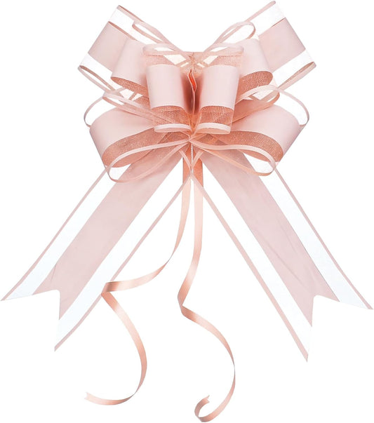WEWILUCK Pull Bows for Presents - Large Light Pink Gift Bows for Gift Baskets, Flower Paper Wrapping, Ideal for Women, Party, Valentines Day, and More(6 inches, 15PCS)