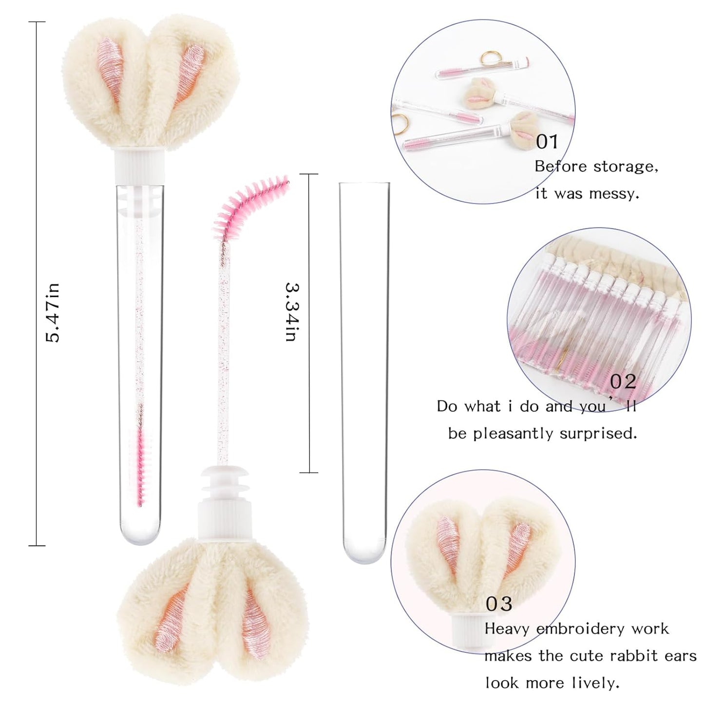 48 Pieces Disposable Mascara Wands Set,Include 24 pcs Disposable Crystal Lash Spoolies Brush and 24 Pieces Reusable Diamond keychain Empty Eyelash Brush Tubes for Women Girls Makeup Brush Kit