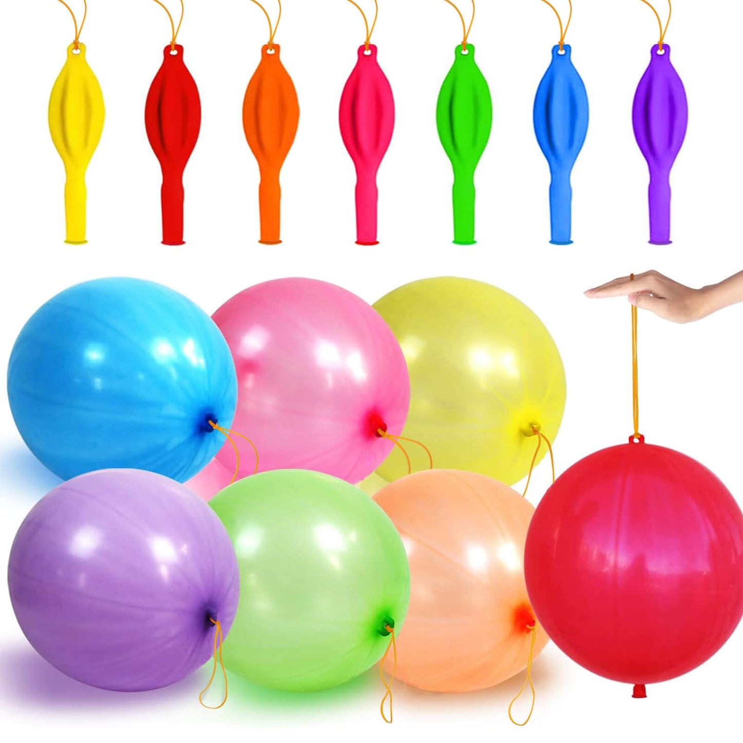 LEEZZIZZ 30Pcs Punch Balloons, Thickened Neon Punching Balloon Heavy Duty Party Favors for Kids