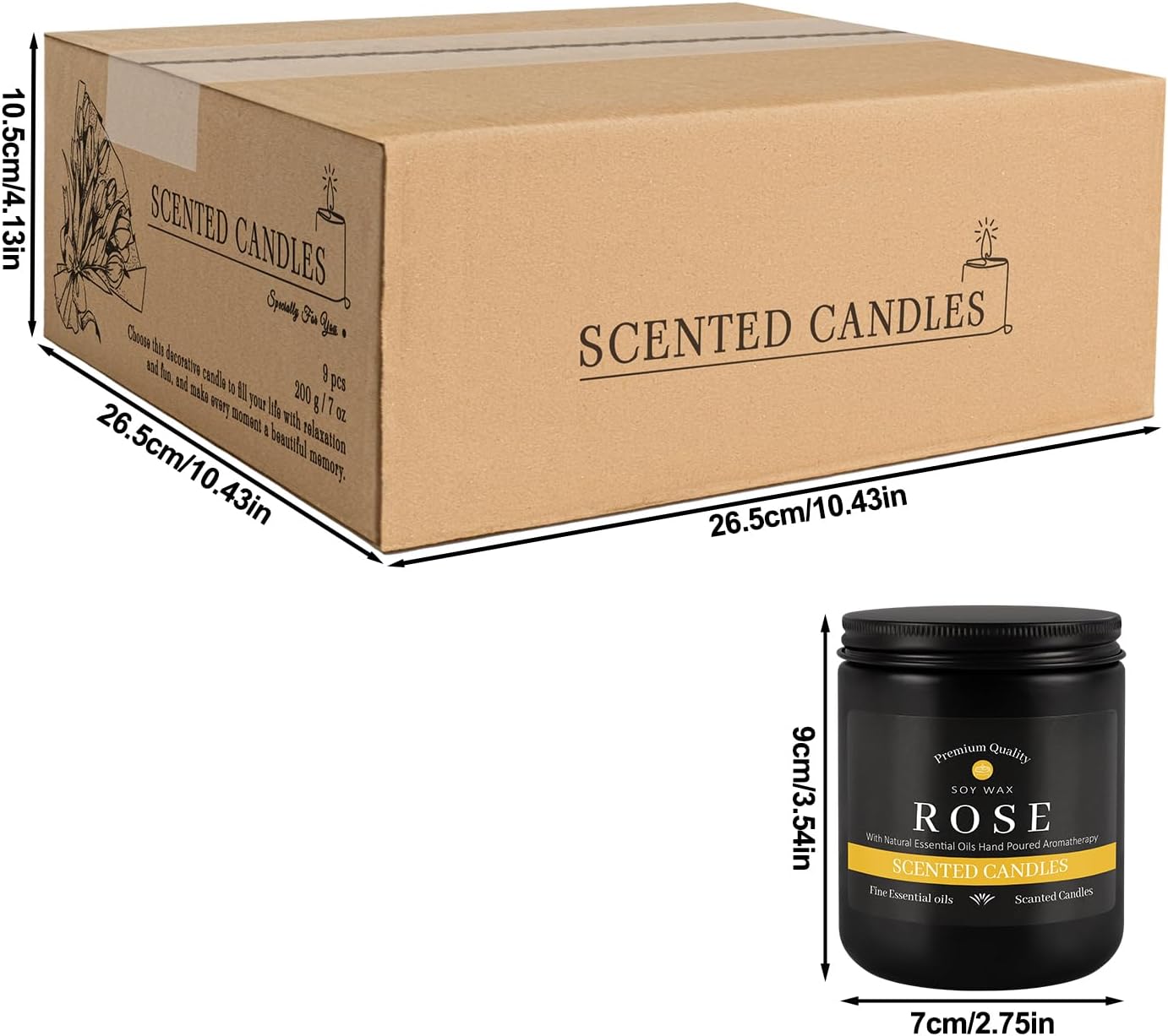 9Psc Scented Candles Set | Men Candle Set,7oz Gifts for Men Aromatherapy, Soy Candle(Black)