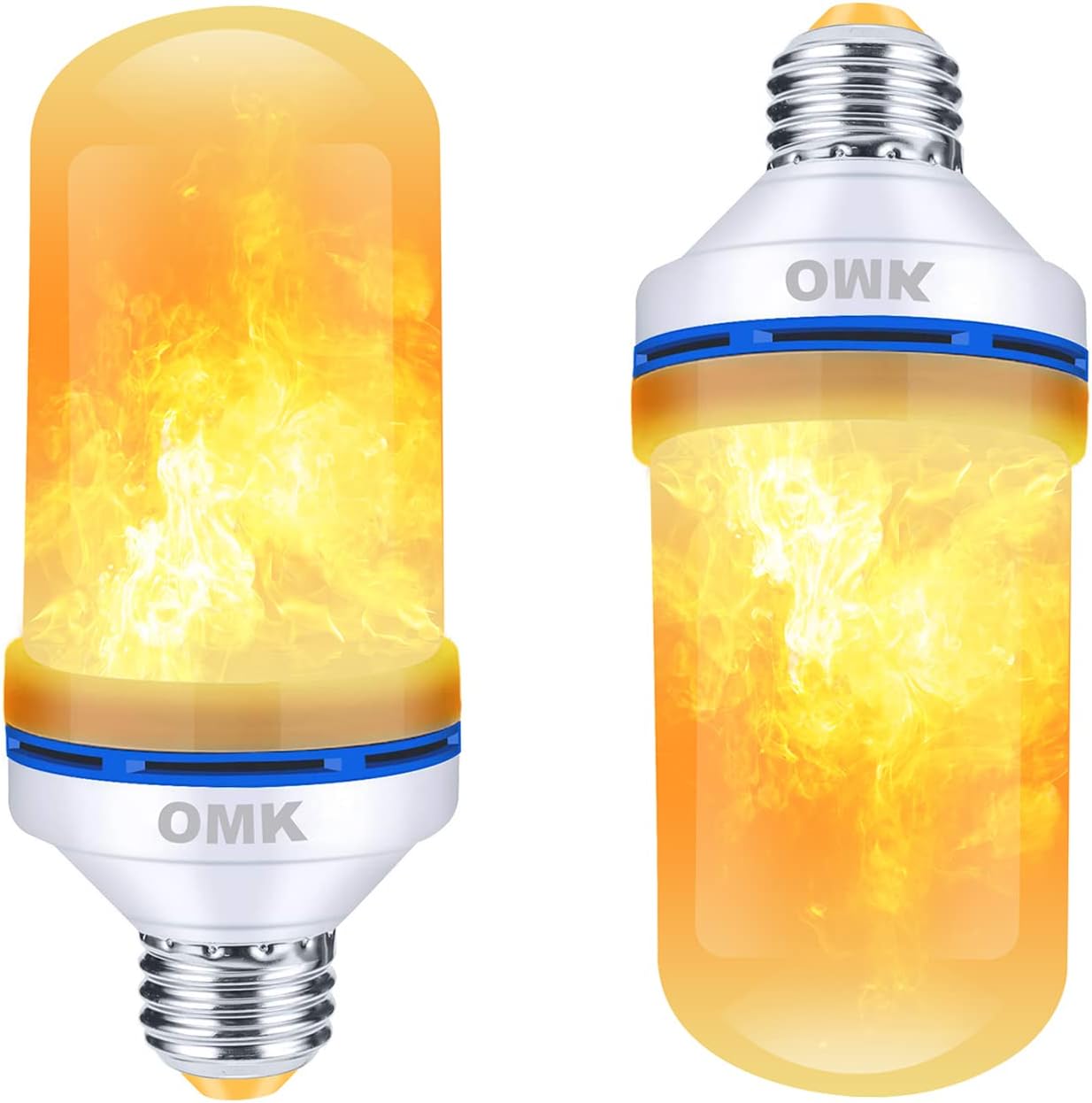 OMK Christmas Decorations Flame Light Bulbs, LED【Upgraded 2 Pack 】 4 Types Lighting Flickering Decorative Lamps for Porch, Yard, Party, Indoor, Outdoor Christmas Gifts