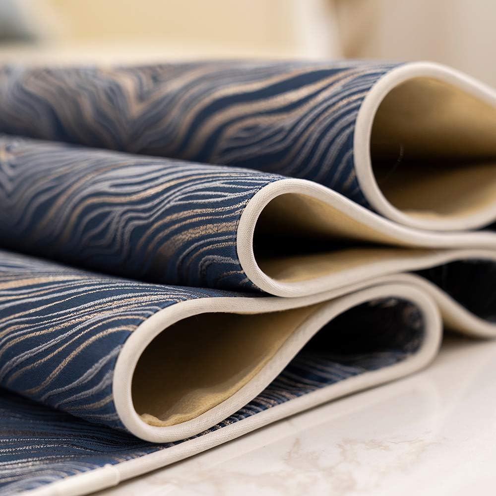 Avigers 12 x 90 Inch Decorative Luxury Abstract Striped Navy Blue Table Runners with Tassels for Home Living Room Bedroom Art Decor Wedding