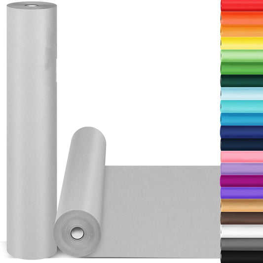 Wrapping Paper, 15"x900" Light Grey Craft Paper Kraft Paper Roll, Solid Color Art Craft Decorative Paper for Father?™s Day Bouquet Flower Packing Poster Bulletin Board Paper Floor Covering Table Runner