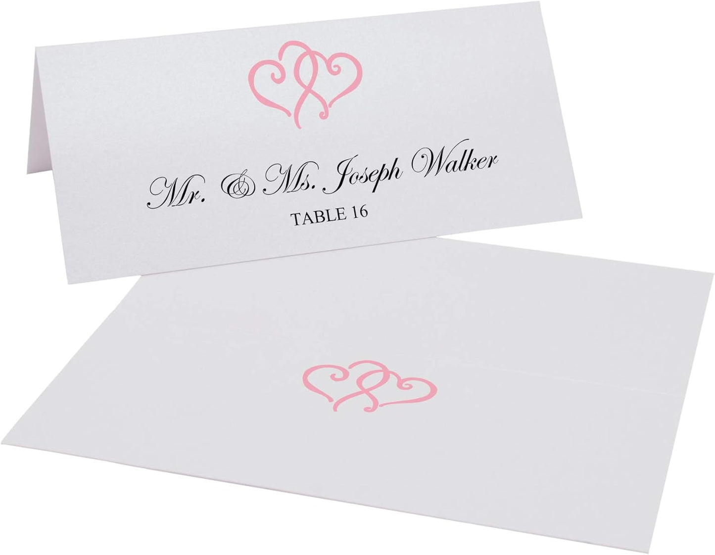 Linked Hearts Place Cards, Pink (Choose Color), Set of 25, Pre-cut and Scored - Wedding, Party, Dinner, and Special Events - Made in the USA
