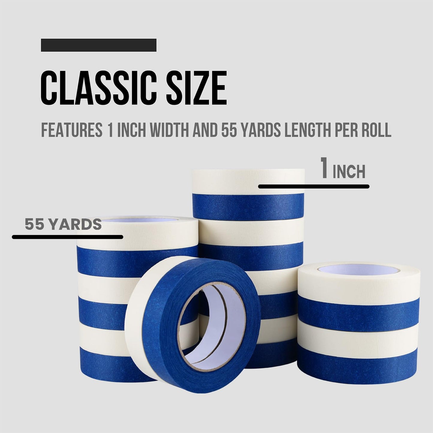Lichamp White Masking Tape and Blue Painters Tape 1 inch Wide, 20 Variety Pack 1 inch Paint Tapes, Total 1100 Yards