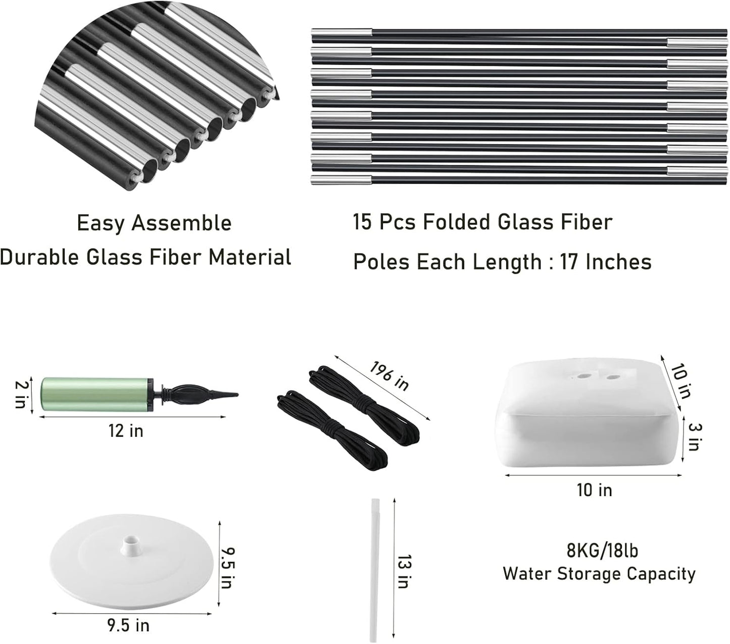 Improved Balloon Arch Kit, 10ft Wide & 9ft Tall Adjustable Balloon Arch Stand with Thicken Water Fillable Base, 50pcs Balloon Clip, Balloon Pump, Ground Nails for Wedding, Graduation, Birthday Party