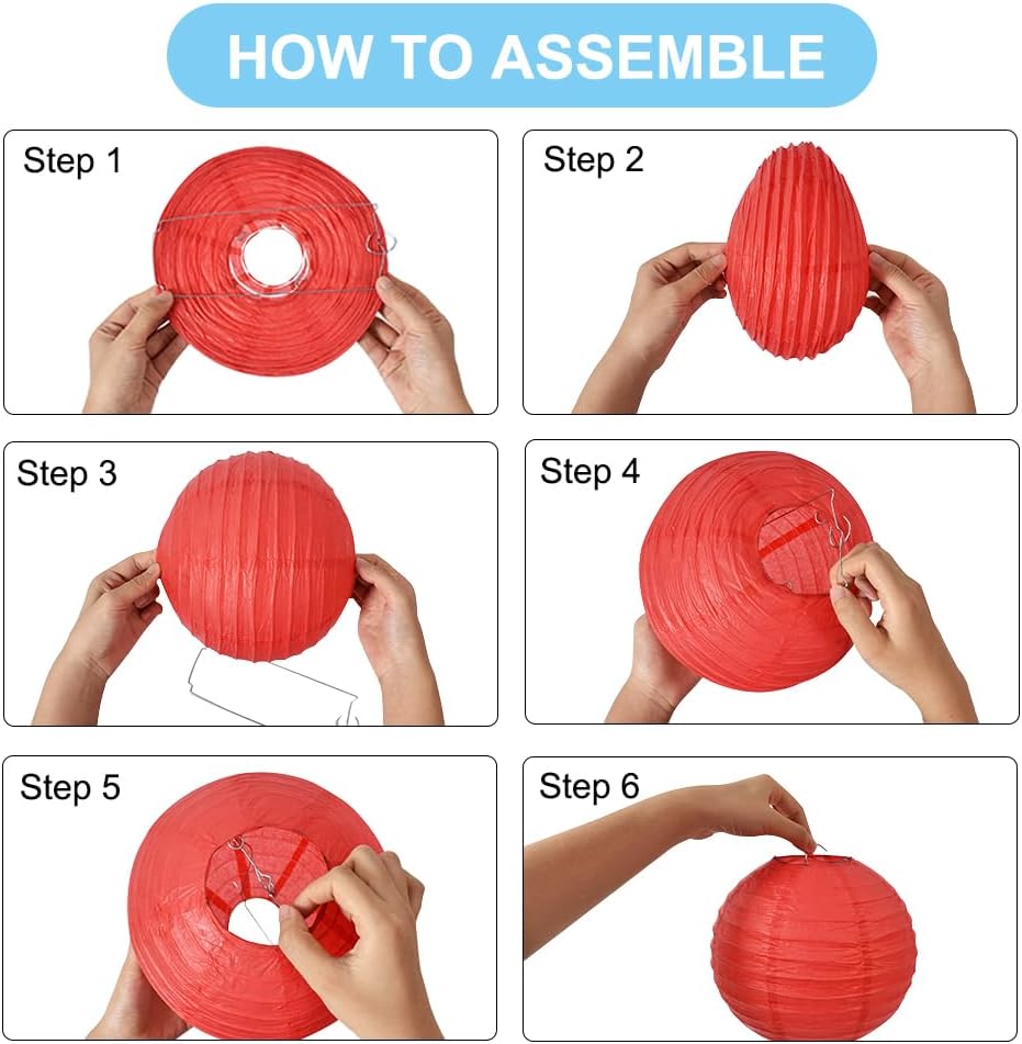 BEISHIDA 8-Inch Light Blue Round Paper Lanterns Decorative Hanging Asia Chinese Japanese Paper Lanterns Lamp for Birthday Wedding Baby Shower Home Decor Party Decoration（6 Packs）