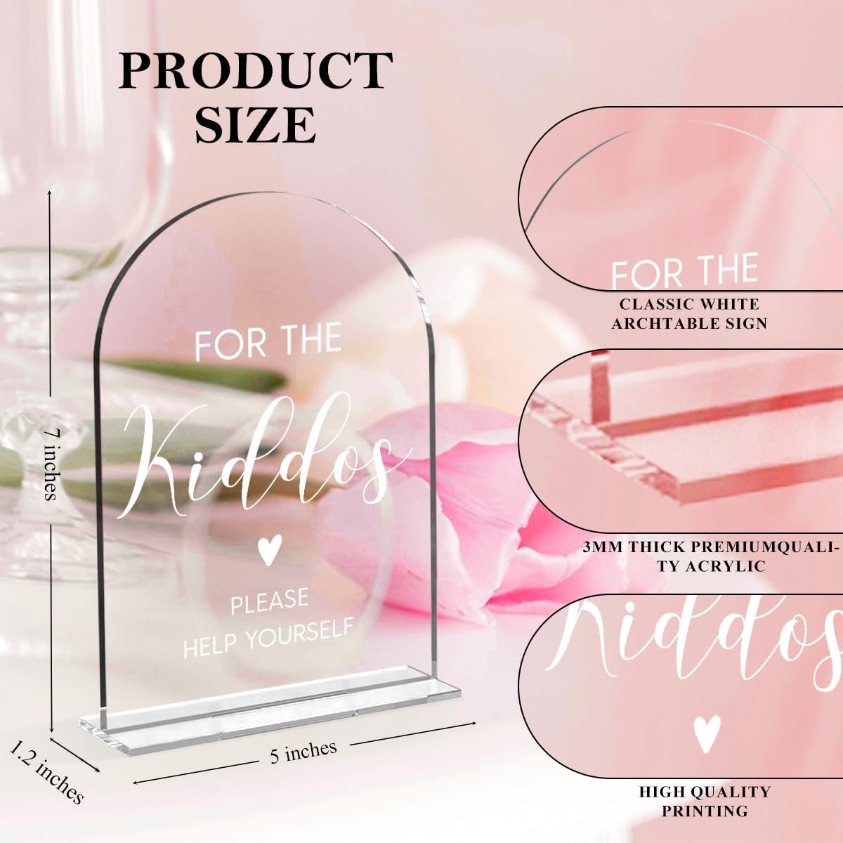 Wedding Sign，For The Kiddos Wedding Sign, Kids Wedding Activities Acrylic Plaque,Please Help Yourself Sign, Wedding Signs For Ceremony And Reception 5 x 7 Inch (White)