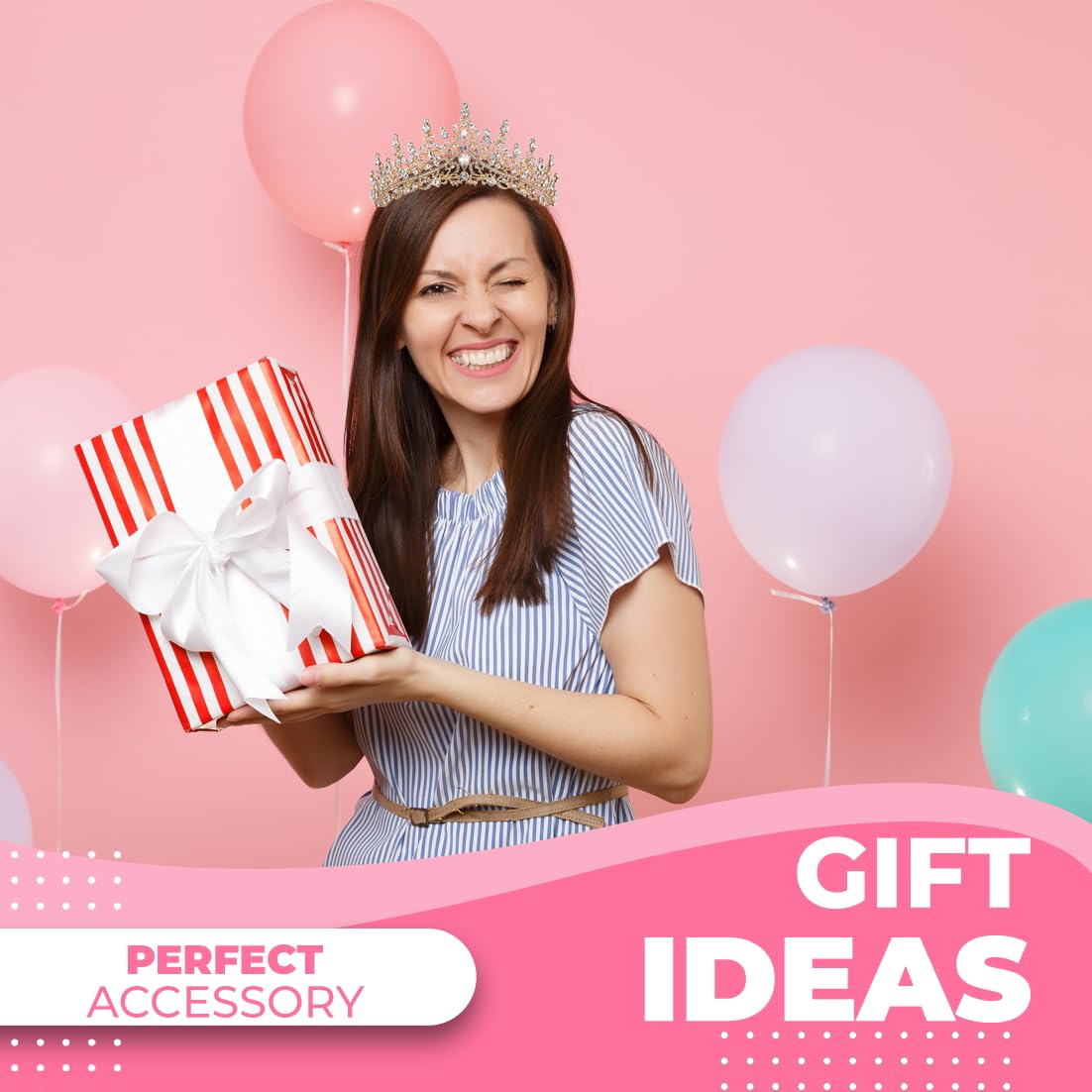 Papoopy Birthday Tiara Crown with Sash for Women, Birthday Queen for Party