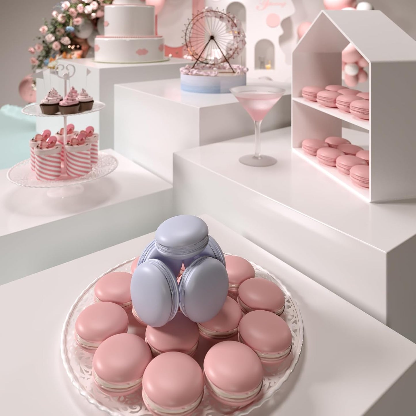 PecMuikee Buffet Risers, Food Risers for Buffet Table, Display Stand Shelf for Catering Dessert Collectibles Jewelry Figures Show, Acrylic Cube Display Nesting Risers with Hollow Bottoms 3PCS