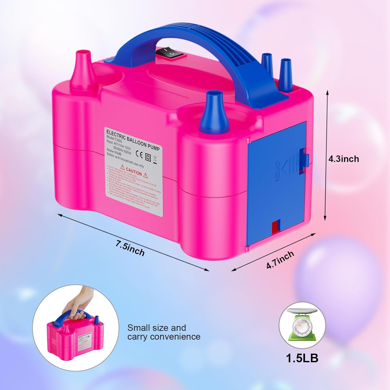 Motorenbau Electric Balloon Pump with Dual Nozzle & 2 Tying Tools