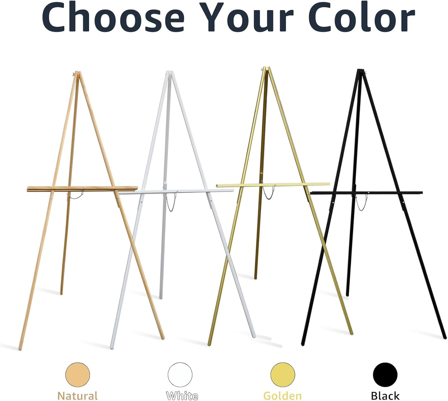 NianFeng Wooden Easel Stand for Sign, Easel Display Stand Floor for Wedding Sign with Adjustable Tray, 63-Inch, Tripod A-Frame Poster Light Duty, Welcome, Art Show & Baby Shower (White)