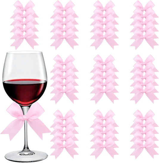Feluwi Pink Gift Wrap Bows (50 Pcs) - 3.3 Inch Elegant Plastic-Free Bows for Christmas Gifts, Birthday Presents, Wedding Friendly Party Supplies, Baby Shower, Gift Bags Decorative Accessories