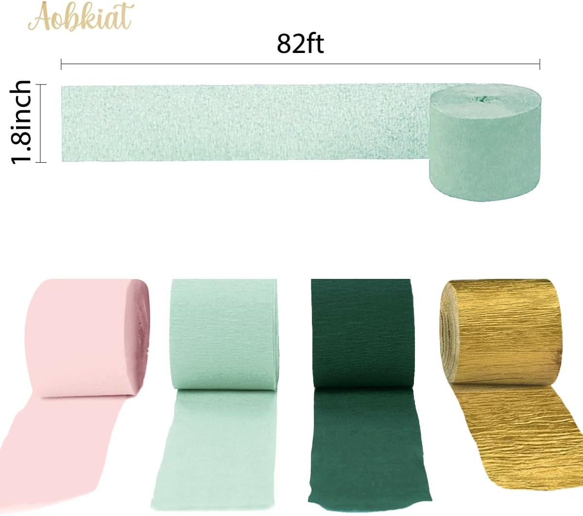 AOBKIAT Wedding Decor Sage Pink Gold Crepe Paper 8 pcs Streamers Party Decorations for Wedding,Rustic Bachelorette,Birthday,Bridal/Baby Shower,Anniversary Party Backdrop Decoration