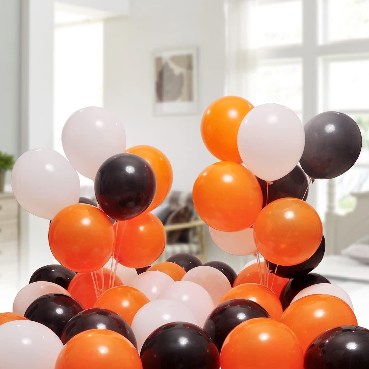 300 Pack White Black and Orange Balloons 100 of each of the 3 colors 12 inch White Black Orange Party Balloon Bulk for Various Party Events Decorations