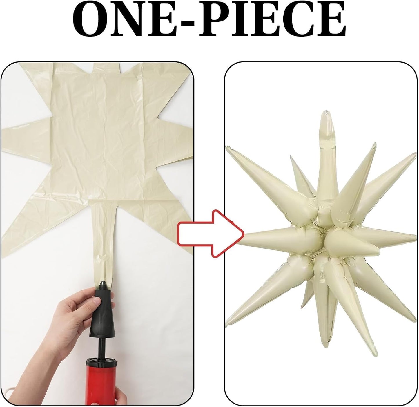 Cream Star Balloons 12pcs, 27/22 Inch Foil Beige Explosion Star Balloons, Large Spike Mylar Cone Nude Balloon, Boho Neutral Balloon Aesthetic Party for Baby Bridal Shower Wedding Birthday