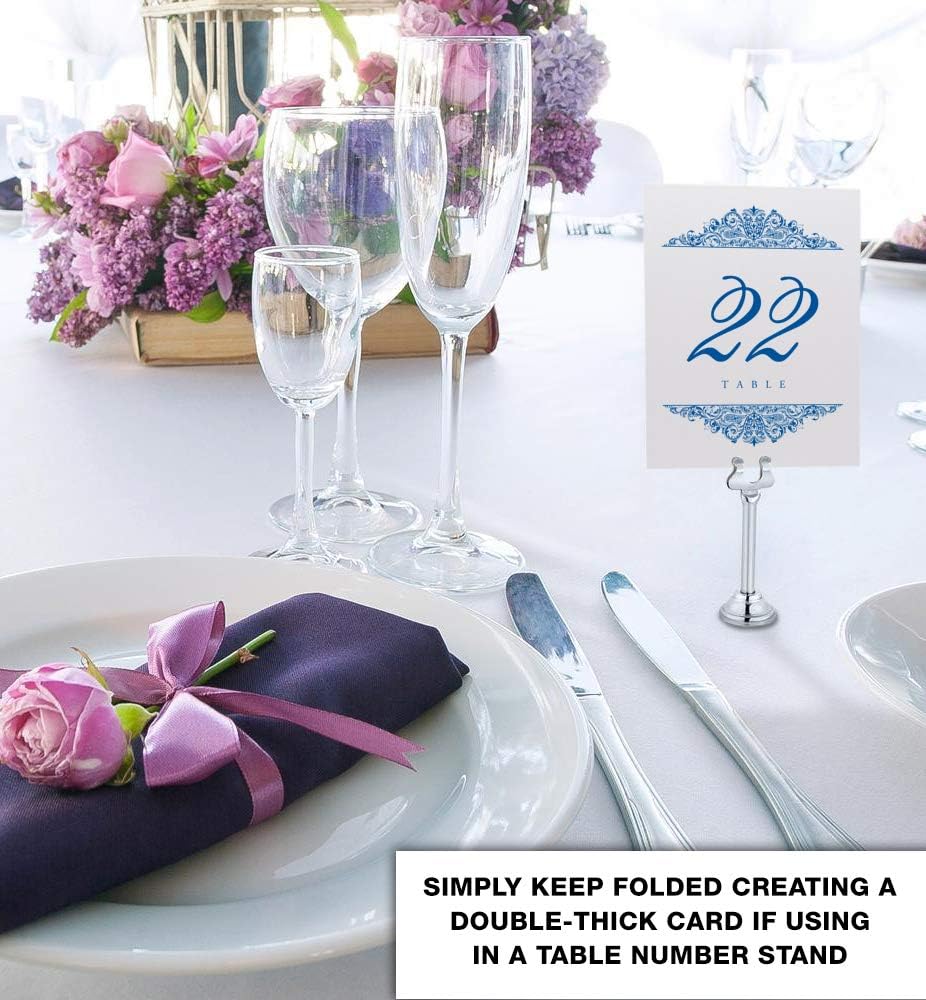 Paisley Wedding Table Numbers (Select Color/Quantity), Champagne, Royal Blue, 1-90, Double Sided, Tent or Use in a Stand, Great for Parties & Restaurants - Made in the USA
