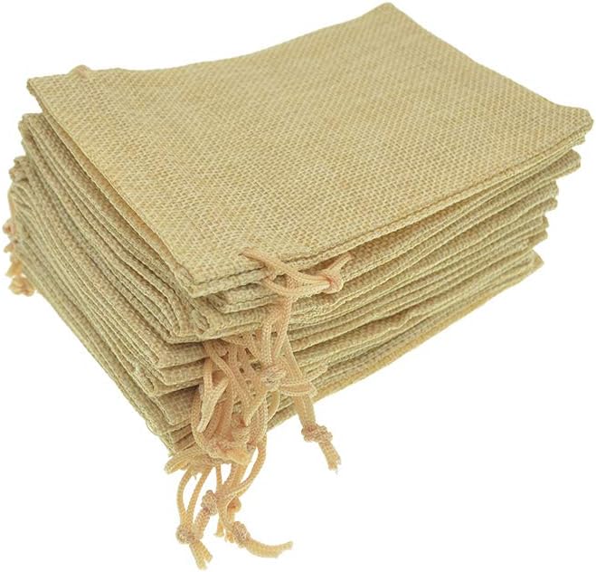 20Pcs Drawstring Burlap Bags 5x7, Flaxen Jute Sacks Jewelry Candy Pouch Christmas Wedding Party Favor Gift Bags