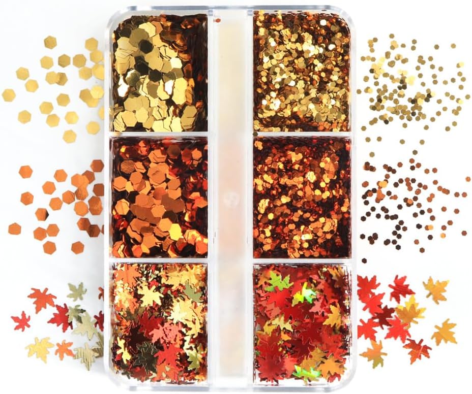 Maple Leaves Confetti,2000pcs Fall Leaves Party Table Decorations Scatter Foil Confetti for Autumn Harvest Thanksgiving Wedding Throwing Table Decoration Glitter Party Supplies (orange)