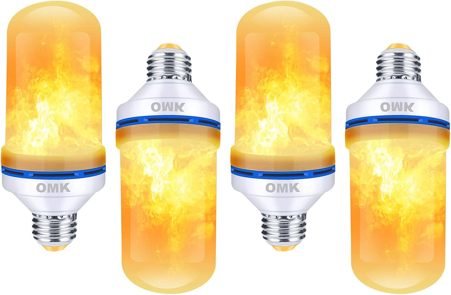 OMK 4 Pack Flickering Light Bulbs - Sunlight LED Flame Effect Light Bulbs with 4 Modes for Indoor/Outdoor Decor & Holiday Gifts