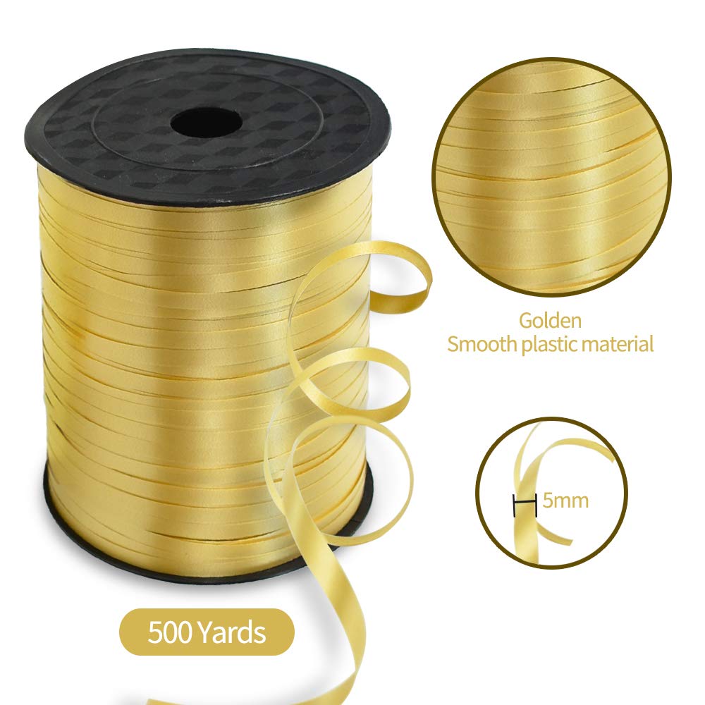 TONIFUL 500 Yards Gold Curling Ribbon Balloon String Gift Wrapping Decor