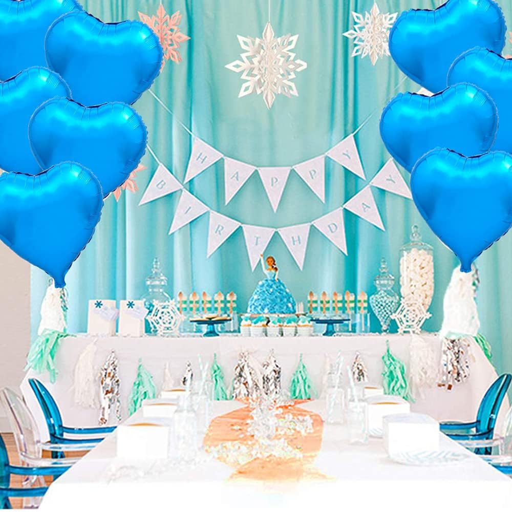 BEISHIDA 30pcs 18inch Blue Heart Foil Balloons for Birthday, Wedding, Engagement Parties