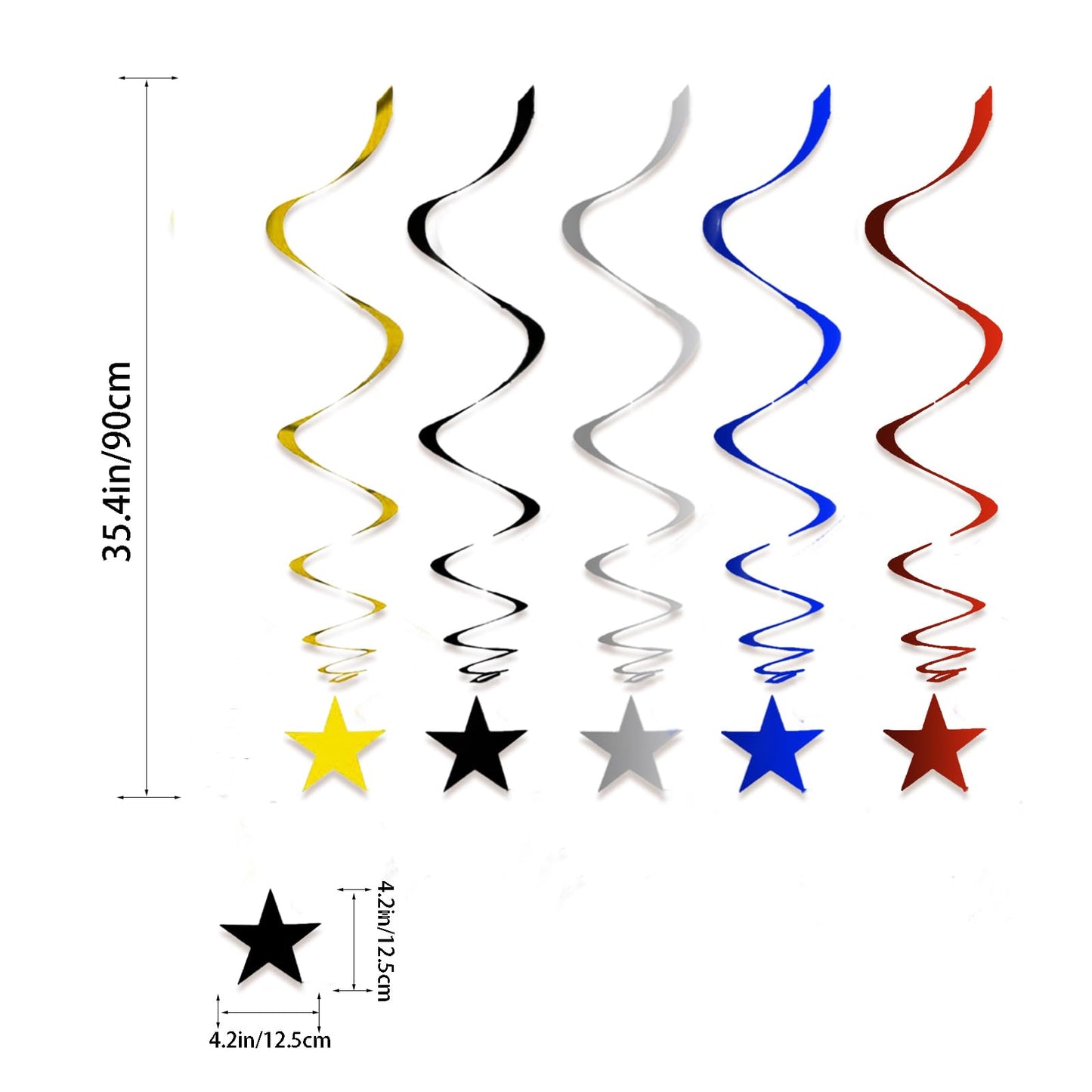 Gold Twinkle Stars Hanging Swirls Decorations Ceiling Swirl Foil Decoration Hanging Gold Party
