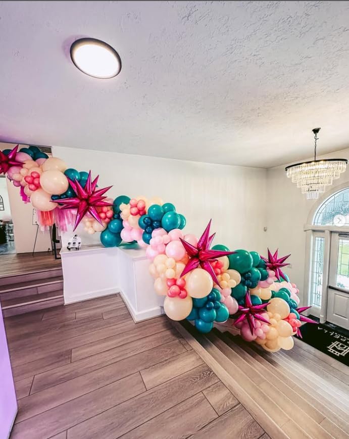 3pcs 26inch babe pink Star foil balloons.babe Explosion Star burst star balloon-Spike cone balloon for birthday party decorations,wedding,Bachelor party