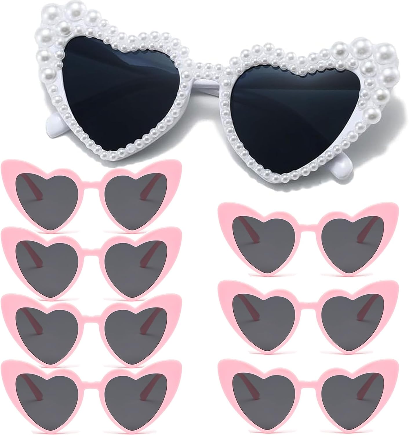 Bachelorette Party Heart Sunglasses 8 Pack Pearl Bride Sunglasses Bridesmaids Sunglasses Party Favor Proposal Gifts