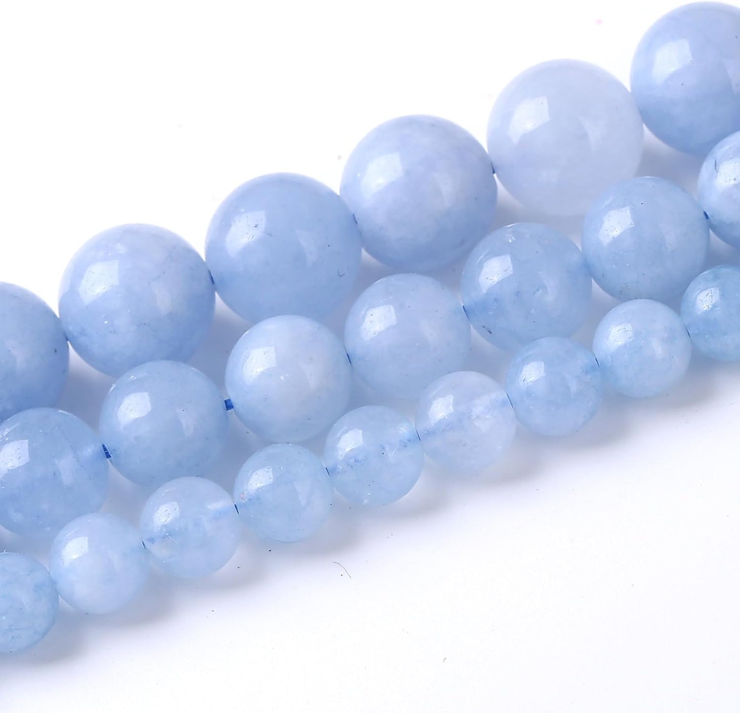 Dream Blue Chalcedony Stone Beads Gemstone Round Crystal Energy Jade Beads Stone Beads for Jewelry Making DIY Bracelet Necklace Jewelry Making 1 Strand 15.5inch 60PCS 6MM