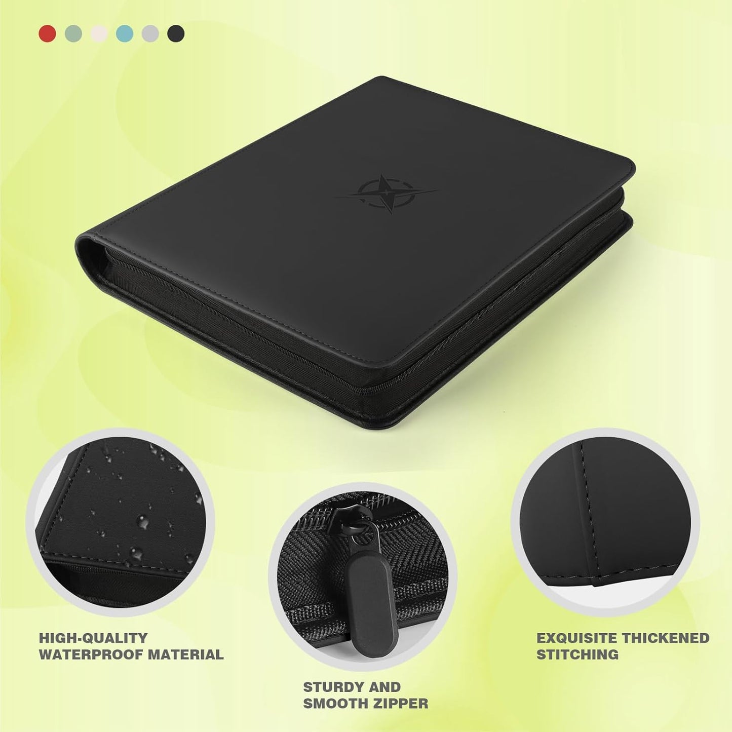 Trading Card Binder, Card Binder 9 Pocket for Trading Cards, Holds 540 Cards, Zippered Premium Card Collection Binder Album for Game Card, Sports Card, Yugioh, MTG (Black)