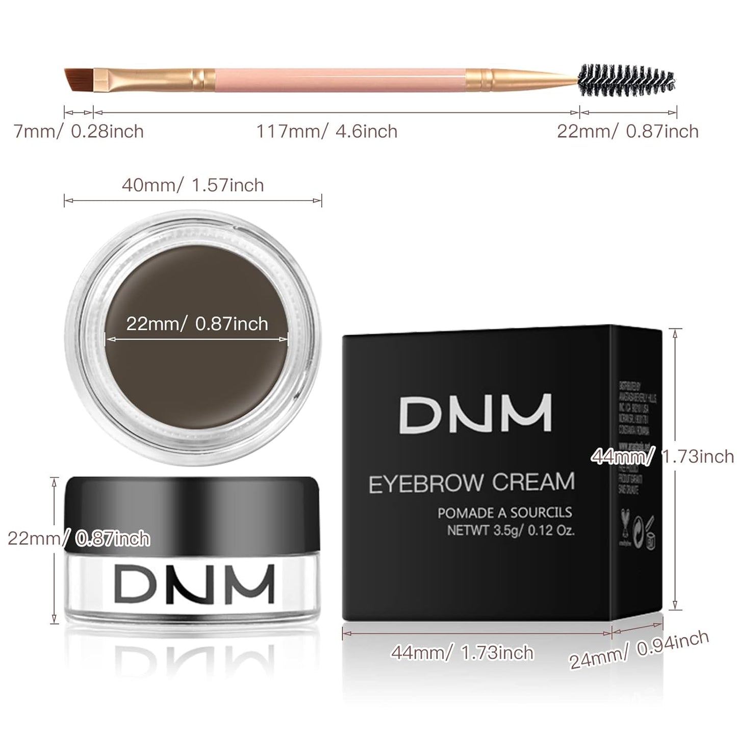 2Pcs Brow Pomade Set with Dual-ended Eyebrow Brush, High pigment Water proof Natural finish Eyebrow Makeup Set with Eyebrow Brush for Women and Girls（06#）