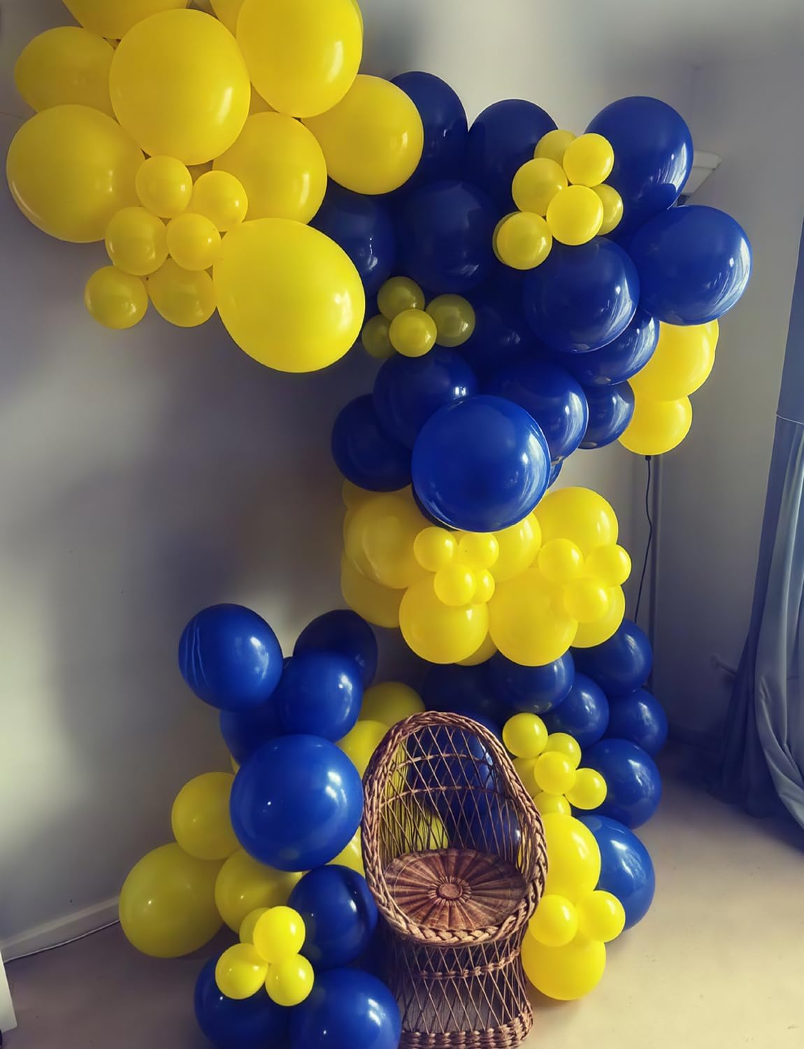 Blue and Yellow Balloons - Navy Blue Balloons 12 Inch Yellow Latex Balloon Glitter Confetti Balloon for Birthday Baby Shower Wedding Party Decorations, Photo Backdrop, 50 PCS