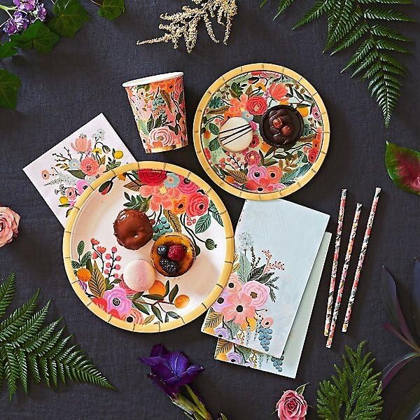 RIFLE PAPER CO. Garden Party Paper Straws, Set of 25, Printed in Full Color