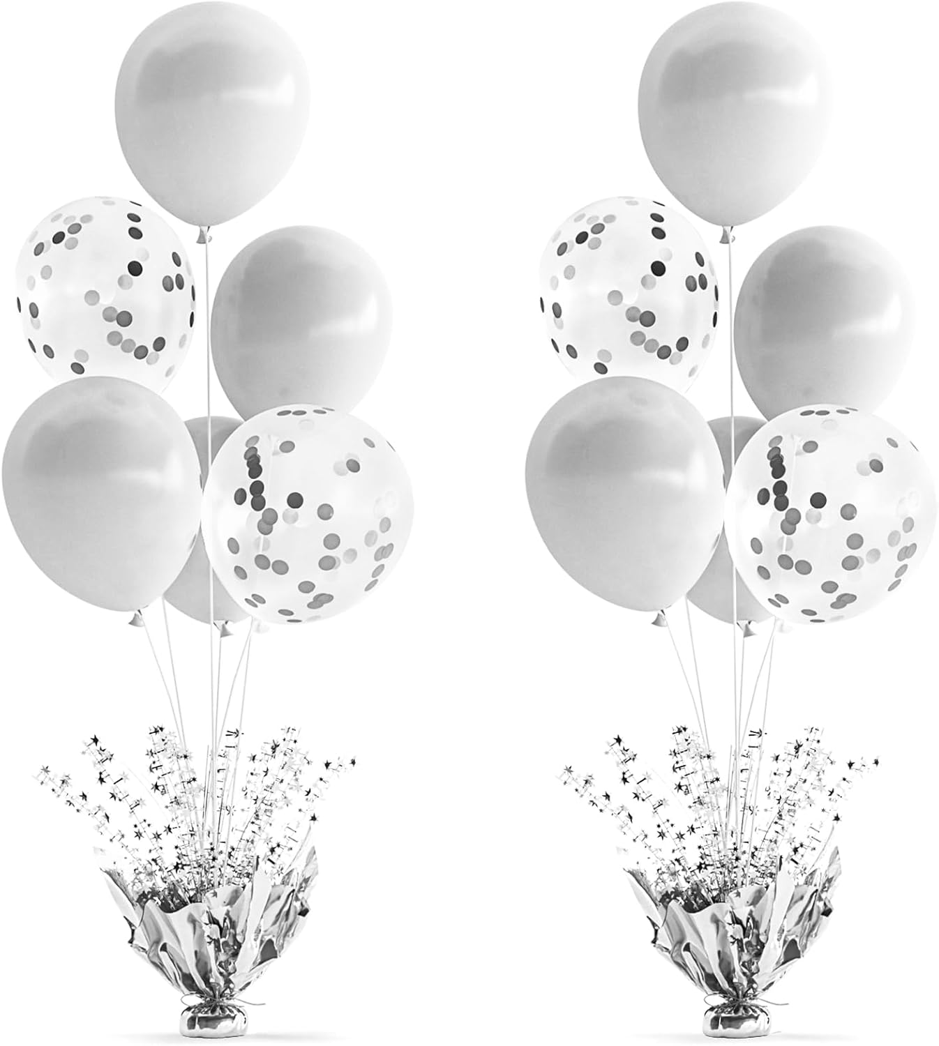 2 Set Silver Balloon Centerpieces for Tables with Balloon Stand Kit Perfect for Parties Birthday Baby Showers 50th Anniversary Party Decorations