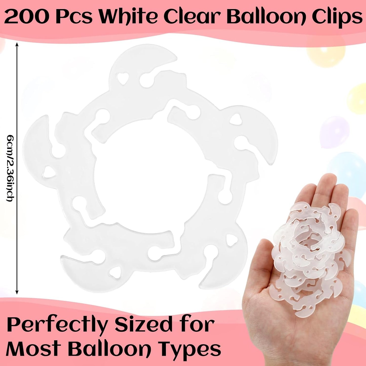 Syhood 200 Pcs Balloon Clips for Balloon Arch Flower Shaped White Bracket Buckle Connectors Clip Holders for Quick Knotting Birthday Wedding Baby Shower Party Decoration