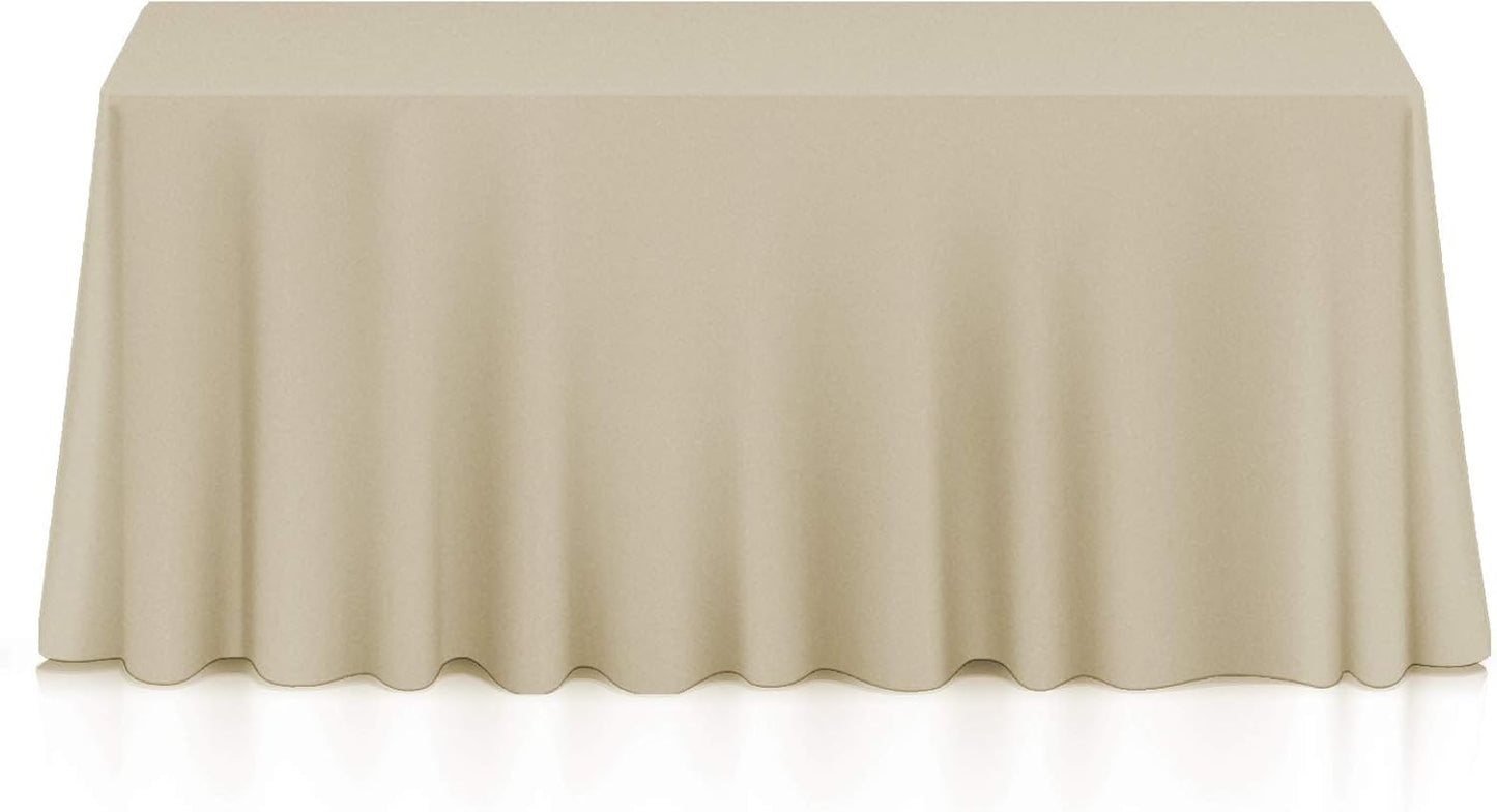 Lann's Linens - 10 Premium 90" x 156" Tablecloths for Wedding/Banquet/Restaurant - Rectangular Polyester Fabric Table Cloths - Beige