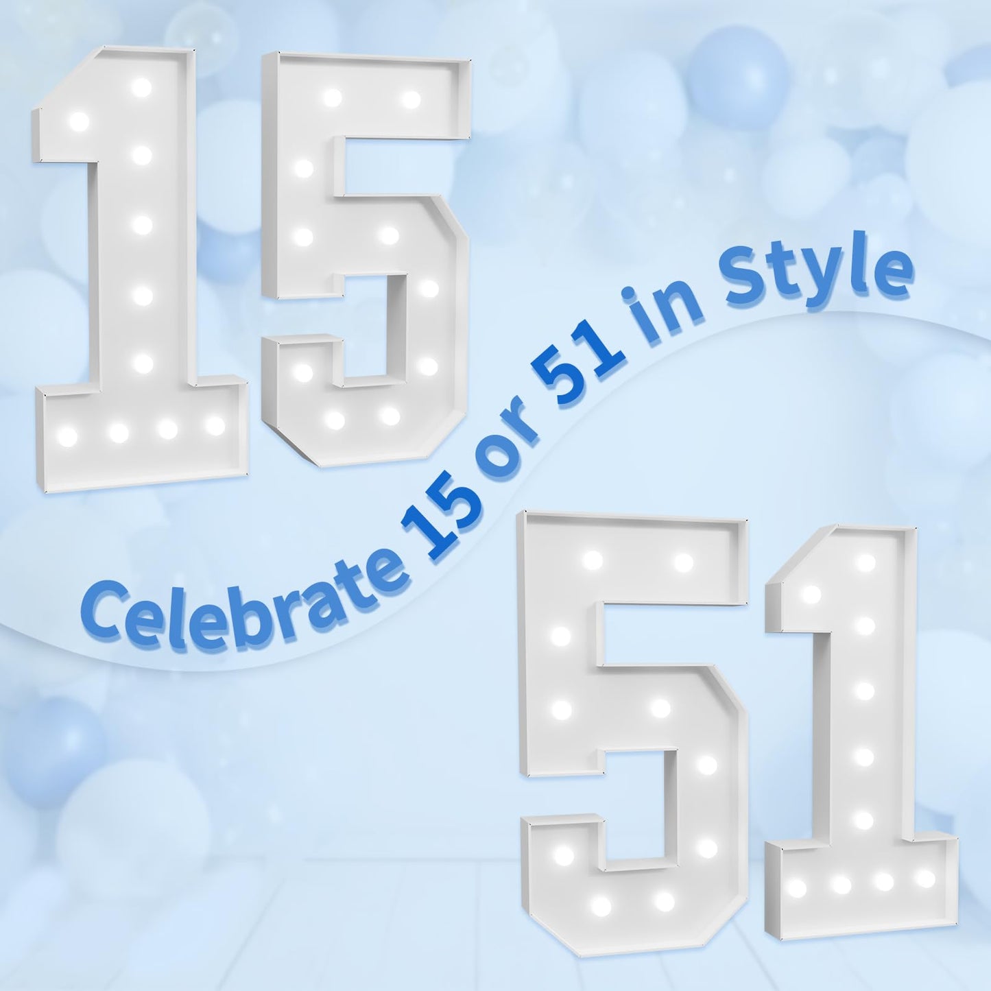 imprsv Marquee Numbers Large 15th-Birthday Decorations: 4ft Light Up Number