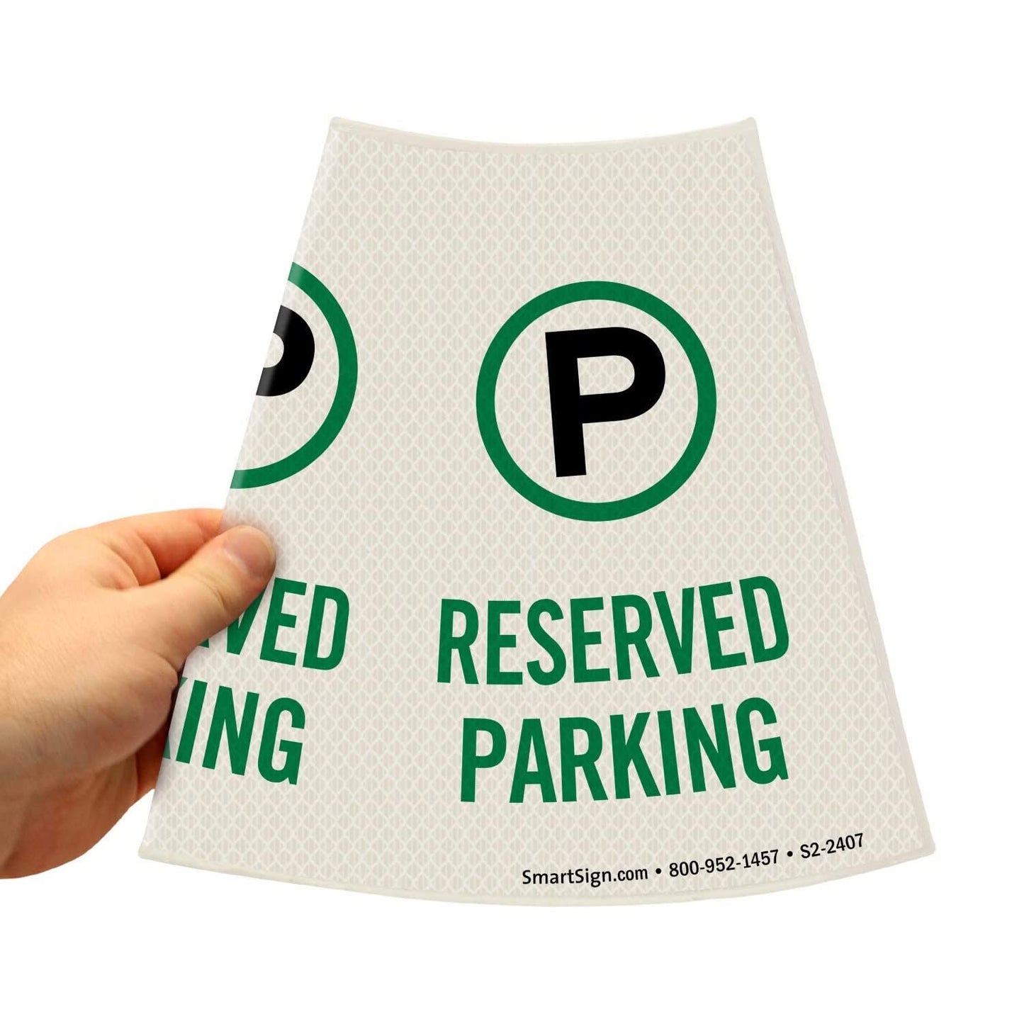SmartSign 6-Pack 'Reserved Parking' Reflective Cone Message Sleeve Collar with Symbol, 360-Degree Visibility, Vinyl Signs for Traffic Safety Cones, 3-Side Print [Cone Not Included]