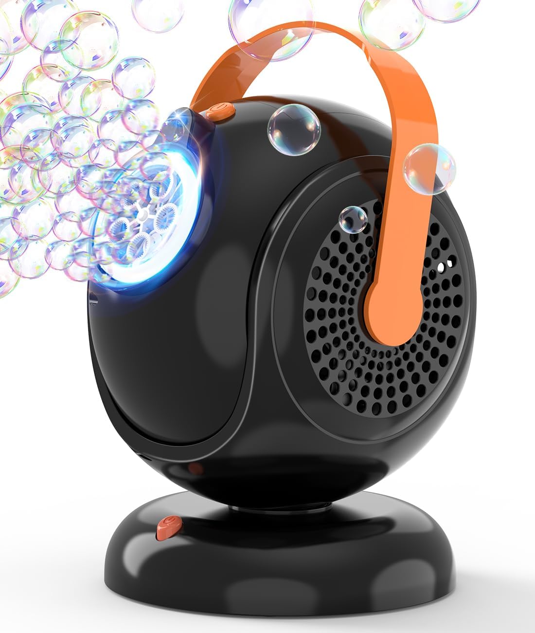 Joyfuture Automatic Bubble Machine, Black Bubbles Blower for Kids, Toddlers - 360° Rotation, 75° Adjustment, with LED Light - Gifts for Boys, Girls, Outdoor, Birthday, Party