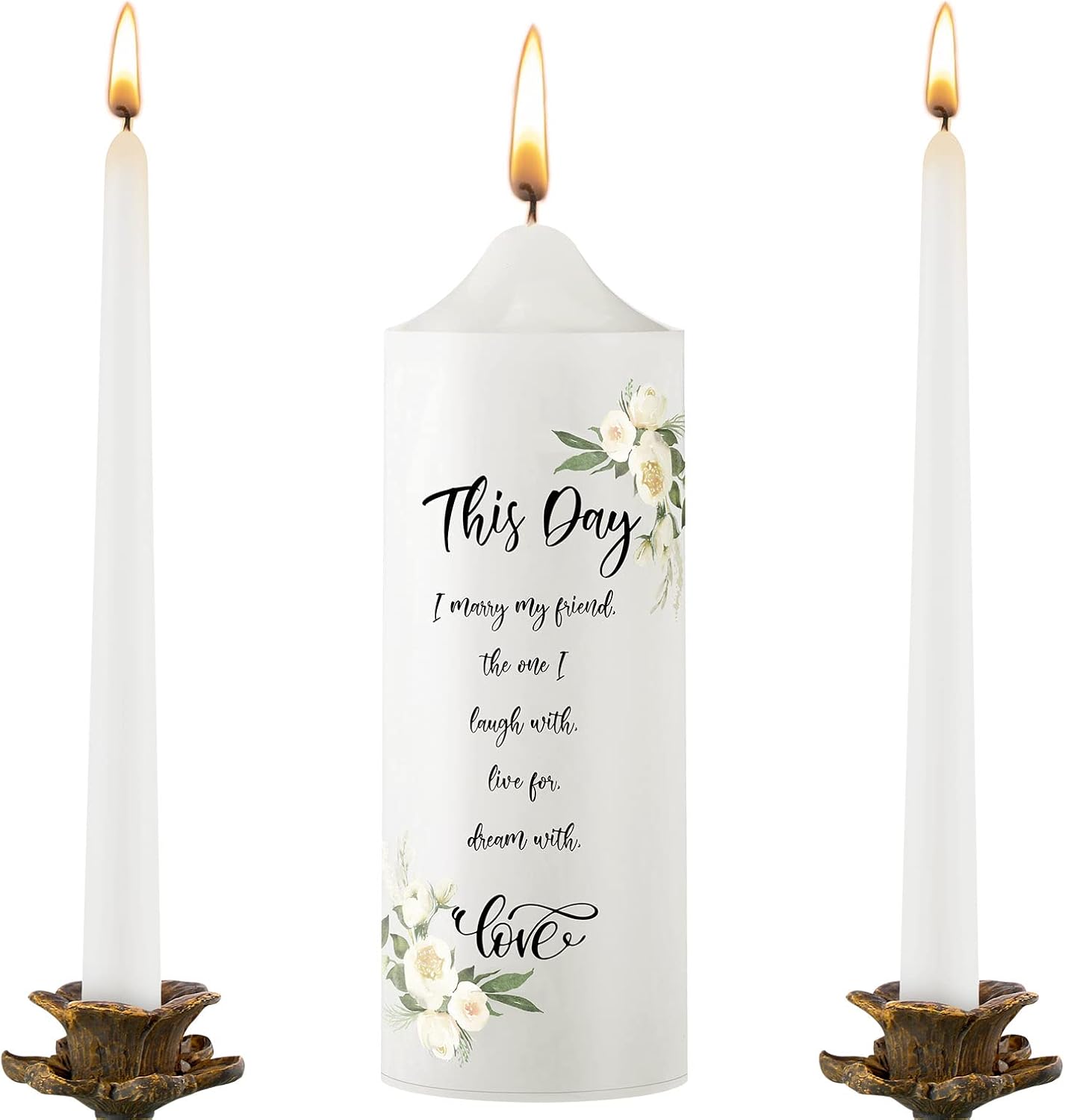 Frienda Unity Candles for Wedding Ceremony Set Wedding Unity Taper Candles Catholic Religious Ceremony Accessories(Eucalyptus Leaf)