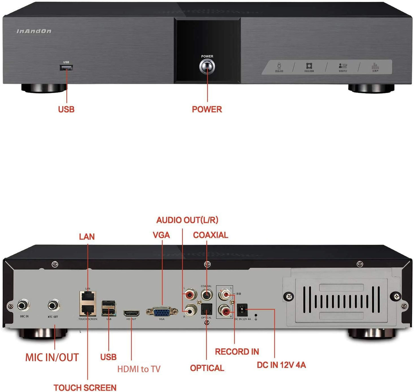 International Version HiFine Karaoke System: KV-V5Max Smart Karaoke Player with 8T Harddrive, HiFine 22" Touch Screen, Cloud Song Download, Android Live TV and Movies Online.