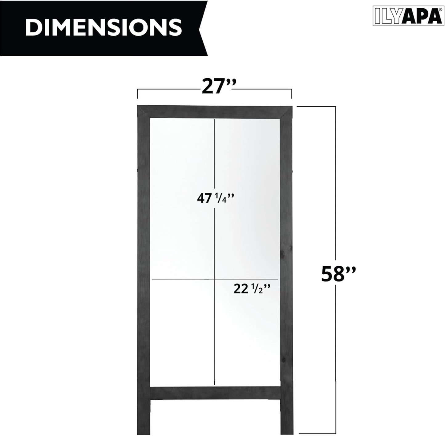 Ilyapa Wooden Dry Erase A Frame Sign - Magnetic Whiteboard Sidewalk Menu Board Outdoor - Menu Display for Restaurant, Food Truck - 58x27 inch - Black