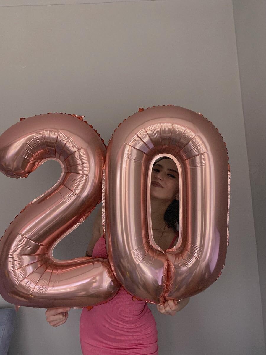 Rose Gold Helium Number Balloon 40 Inch, Giant Foil Rose Gold Number 0 Birthday Balloons, Large Numbers 10 20 30 40 50 60 70 80 90 100 2025, Party Celebration Supplies Decorations