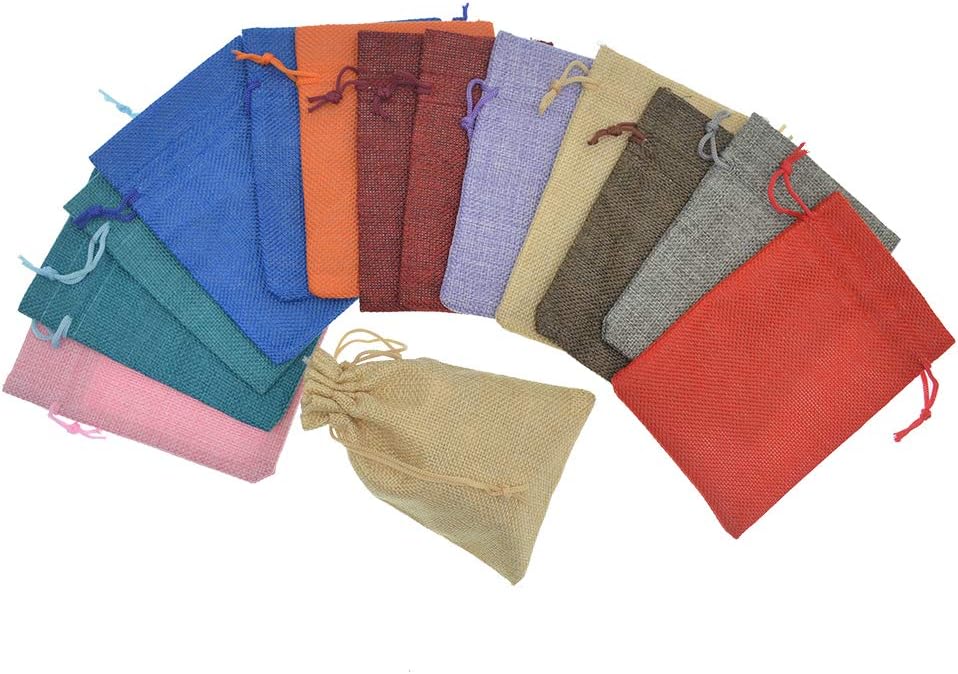 20pcs Burlap Favor Bags, 5x7 Inch Drawstring Linen Jewelry Bags for Christmas Wedding Party Gifts Storage Pouches - Mixed Color