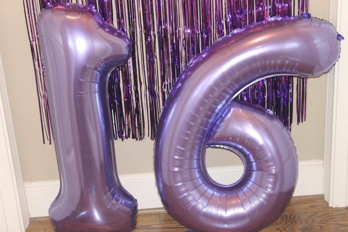 Lavender 40 Inch Mylar Foil Number 6 Balloon, Birthday Digital Balloons for 6 16 Boy Girl Party Decorations Supplies,2026 Lilac Big Helium Balloon Numbers for 26 36 46 60 Men Women Anniversary