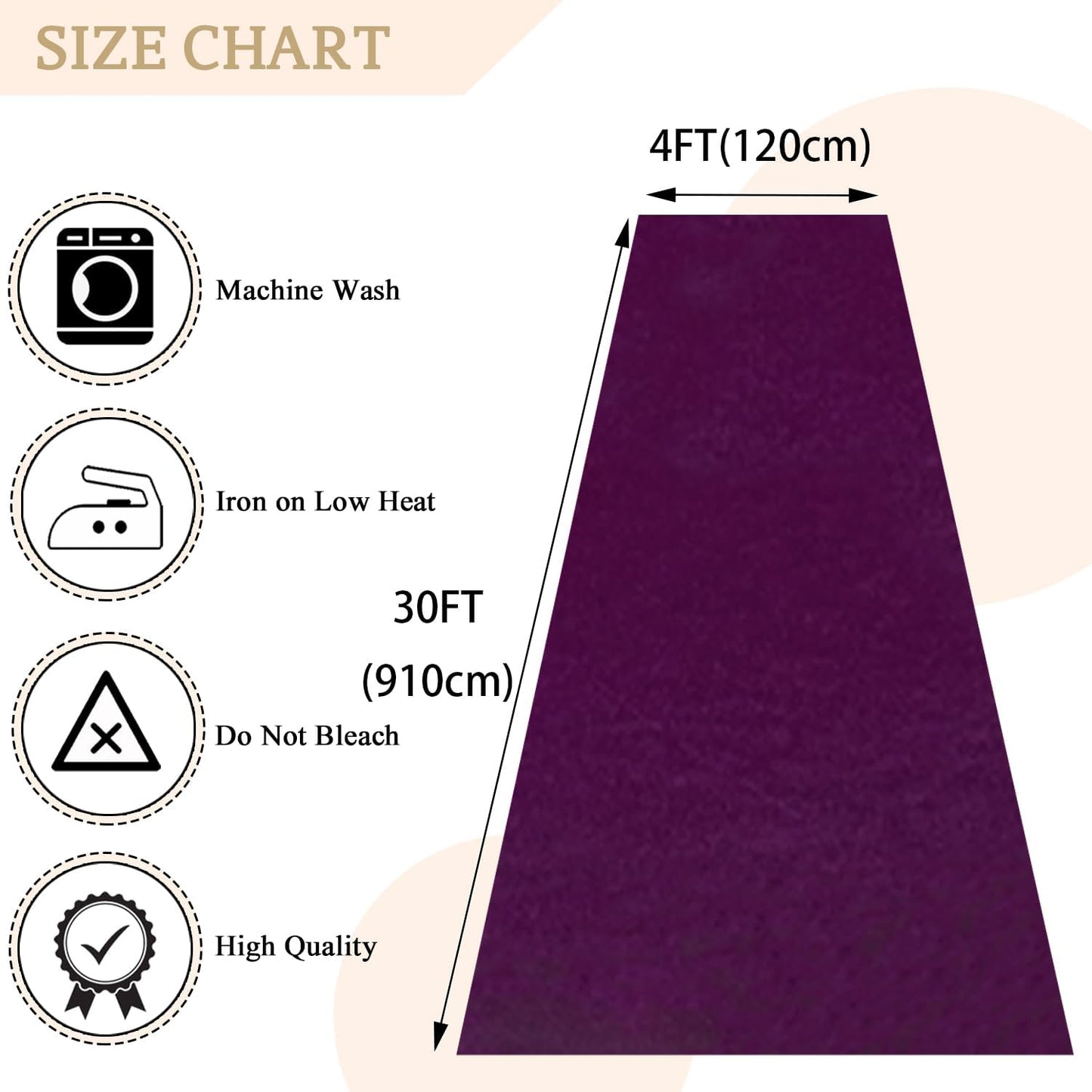 MODFUNS Wedding Aisle Runner Purple Velvet Aisle Runners 4x30ft Carpet Runner for Party Vintage Runway Rug with Carpet Tape Wedding Carpet for Bridal Baby Shower Ceremony Decor